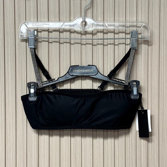 Kendall & Kylie Black Rhinestone Bikini Top Size S